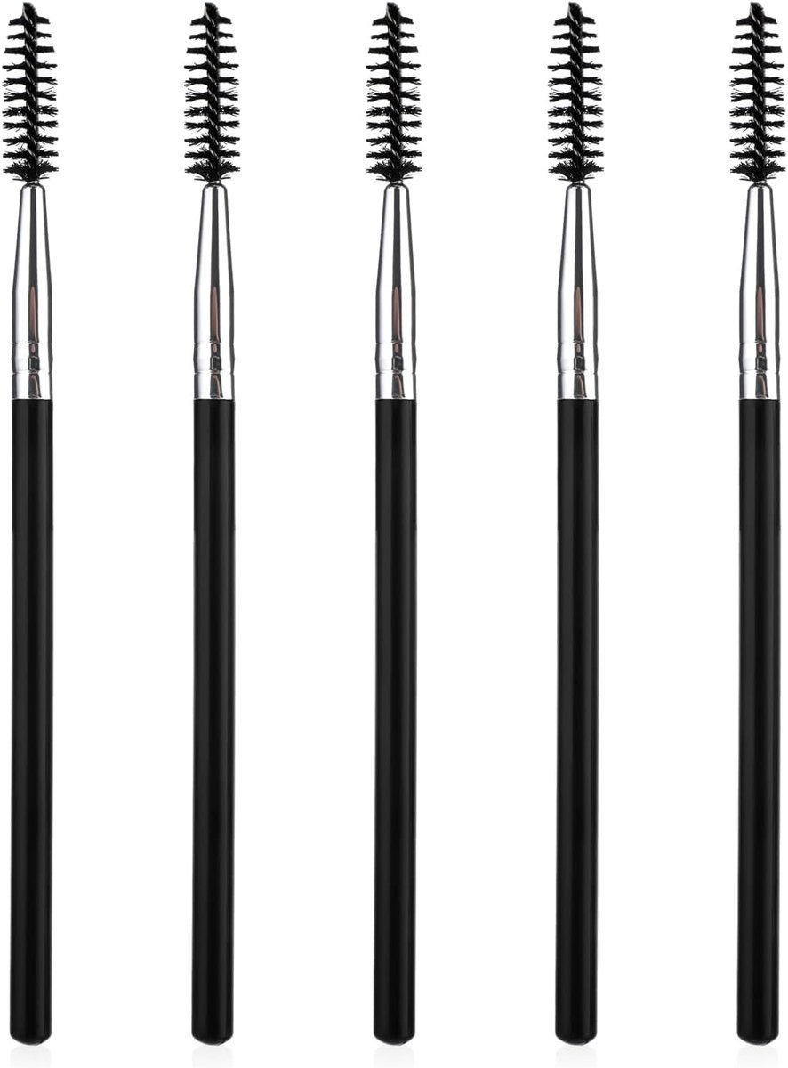 E-Ambar - 5 stuks herbruikbare wimper wenkbrauwborstel set met lange handvat applicators