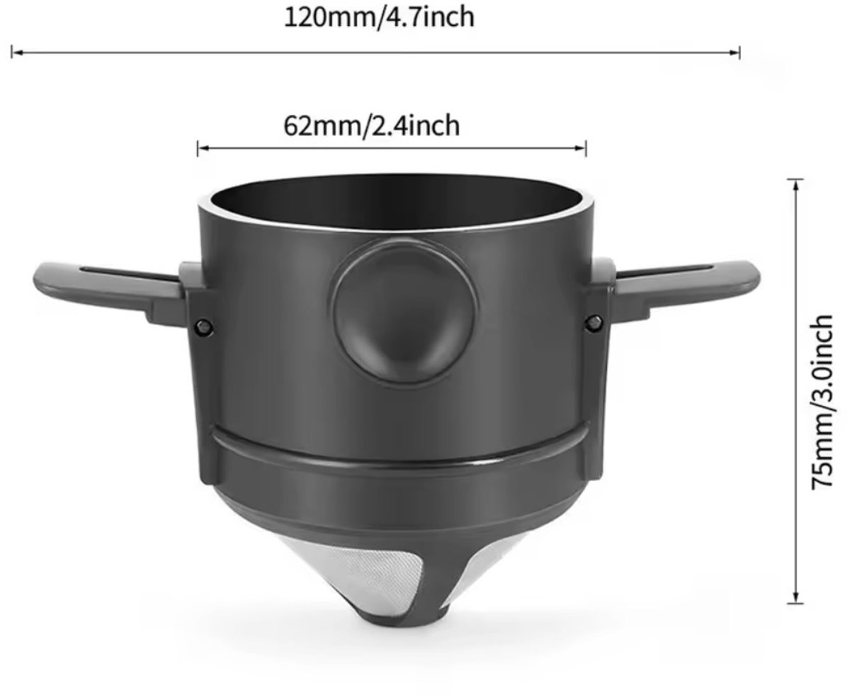 Koffiefilter | Koffiefilterhouder | Rvs Koffiefilter | Herbruikbaar | Koffie Dripper | Papierloos Giet Over Koffiedruppelaar | Geschikt Voor Handmatige Bereiding Van Permanente Koffie | Geschikt Voor Thuiskantoor, Reizen, Kamperen | Zwart — cadeau in Kookcadeaus - foto 6