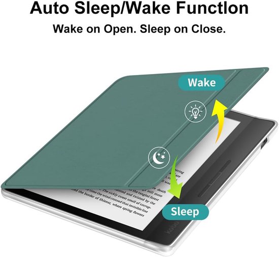 Transparante TPU Beschermhoes Geschikt voor 7 inch Kobo Libra Colour - Ultra Duidelijk Zacht Achtercover - Auto Slaap/Wake Functie - Donkergroen van Merkloos — afbeelding 2