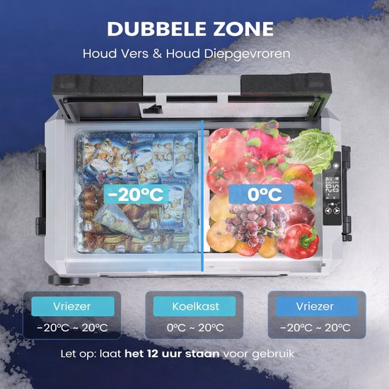 Sello! 45L koelbox - koelkast - frigobox - dubbele zone - koelen - vriezen - 12 en 230 volt - wielen - bluetooth - ledv - zwart van Merkloos — afbeelding 5
