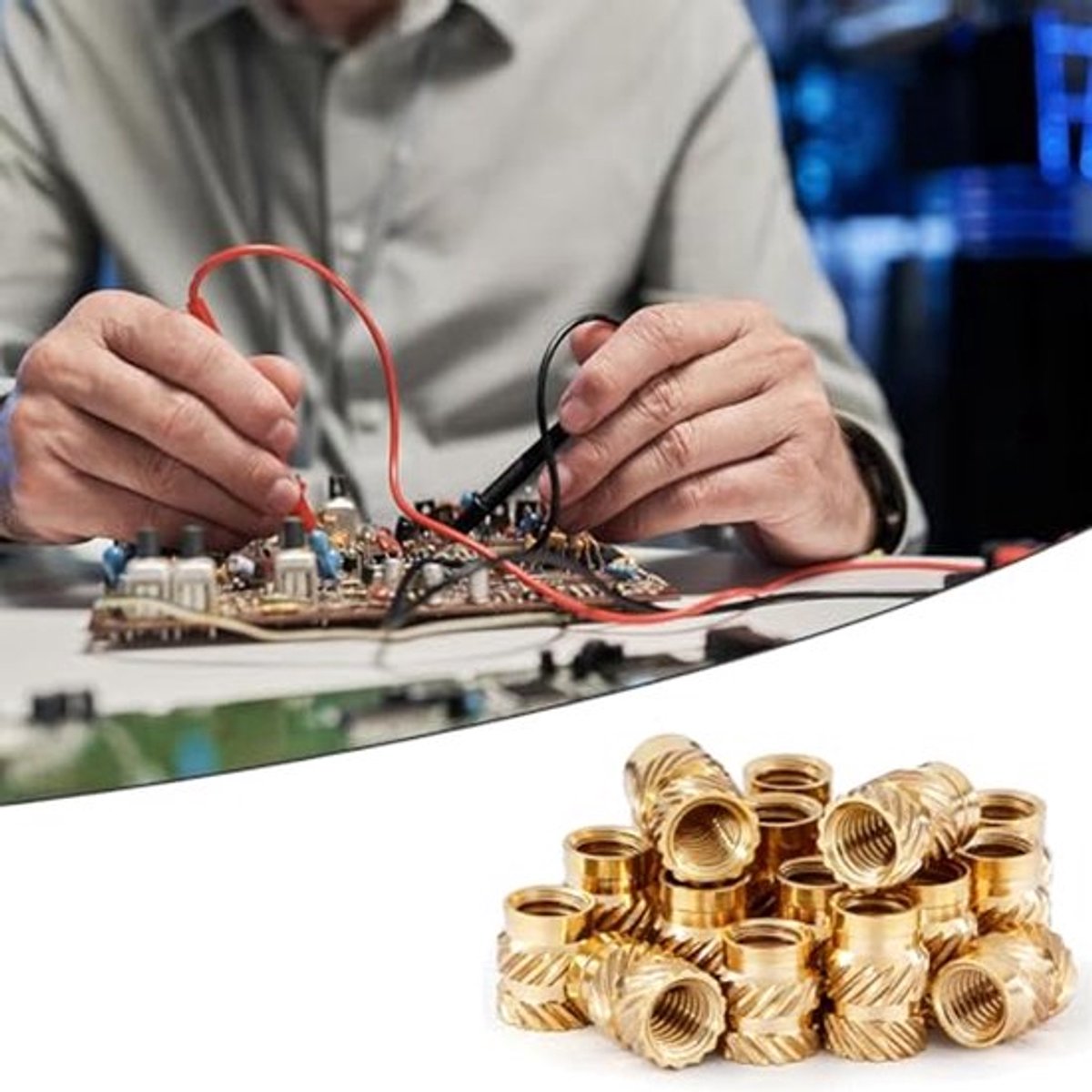 M3-draadinzetstuk, 120 stuks Persmoeren Messing inbouwmoeren M3 x 5,7 x 4,6 mm Draadinzetstukken voor onderdelen door hitte of ultrasoon geluid in 3D-printeronderdelen