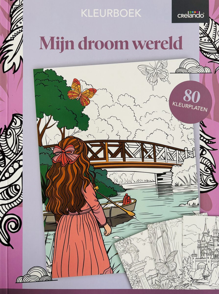 Crelando - Kleurboek ''Mijn droom wereld'' - Kleurboek voor volwassenen - 80 unieke kleurplaten - Kleurboek voor volwassen - Ontspanning & Creativiteit