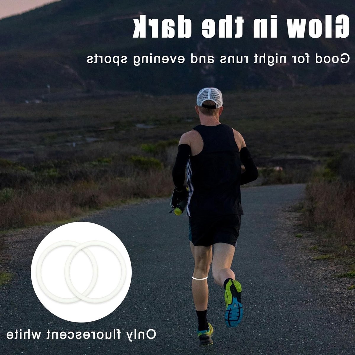 Stevige Silicone Patella Ondersteuningsbanden - Ademend Kniebanden voor Sport, Hardlopen en Basketbal met Opbergtas voor Dames en Heren (Roze, Luminous Wit)
