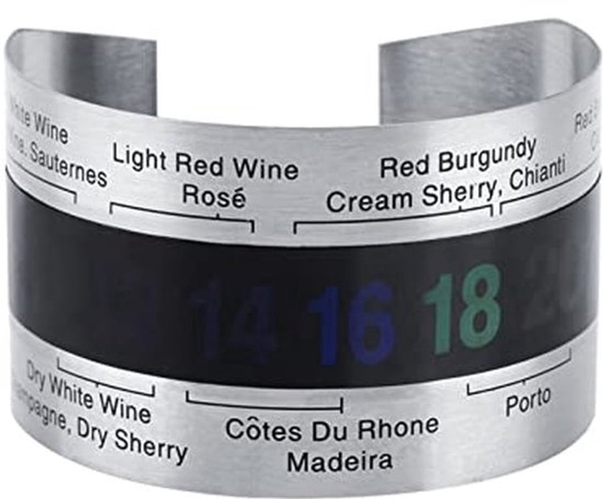 RVS Wijnthermometer Armband met LCD-display, Snelle en Nauwkeurige Temperatuurmeting voor Flessen Wijn, Flessen Melk, Koelkasten en Meer