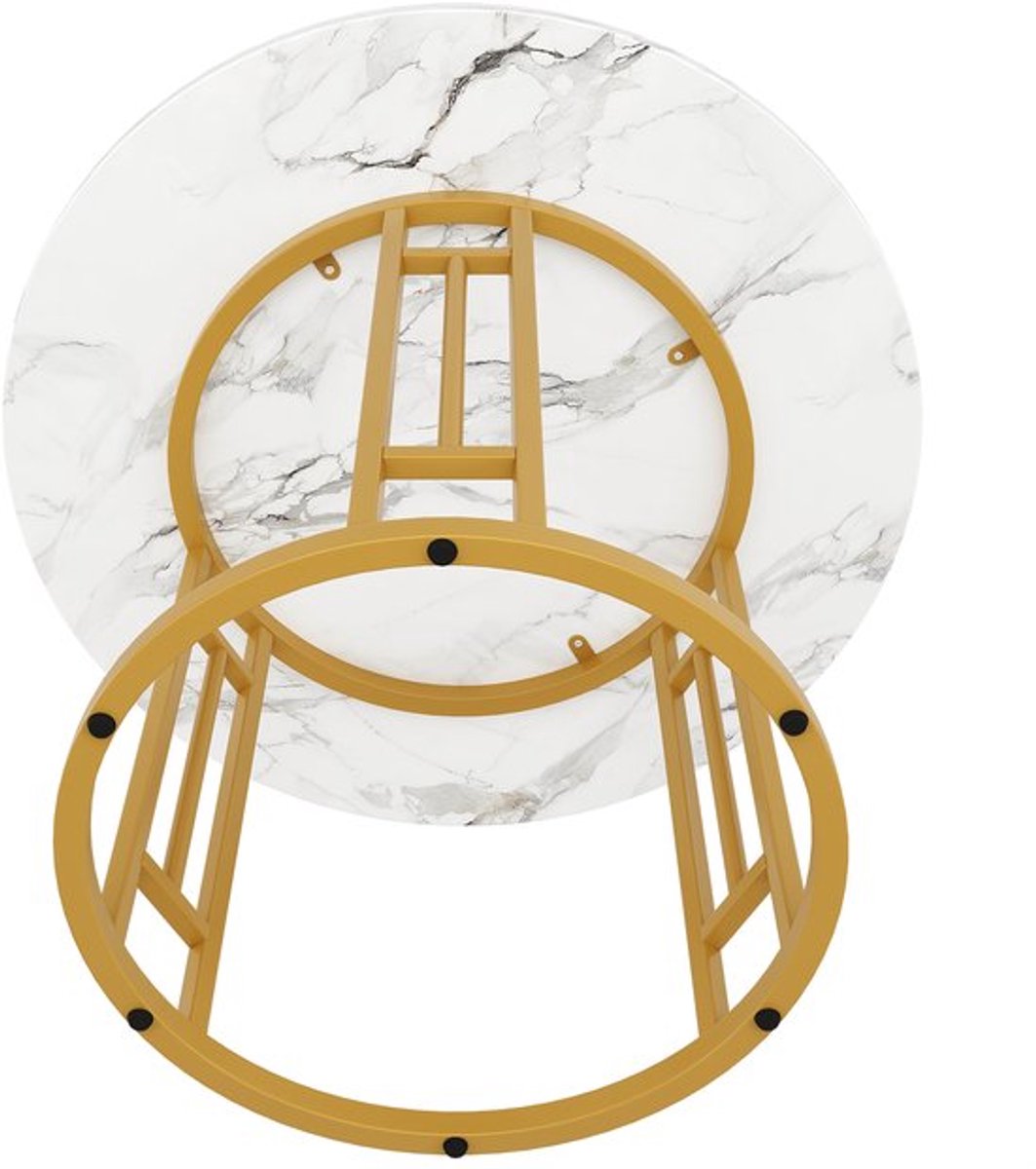 Eettafel – Ronde Tafel – Keukentafel – Eetkamertafel – Klaptafel – Bamboe Blad – Gouden Me
