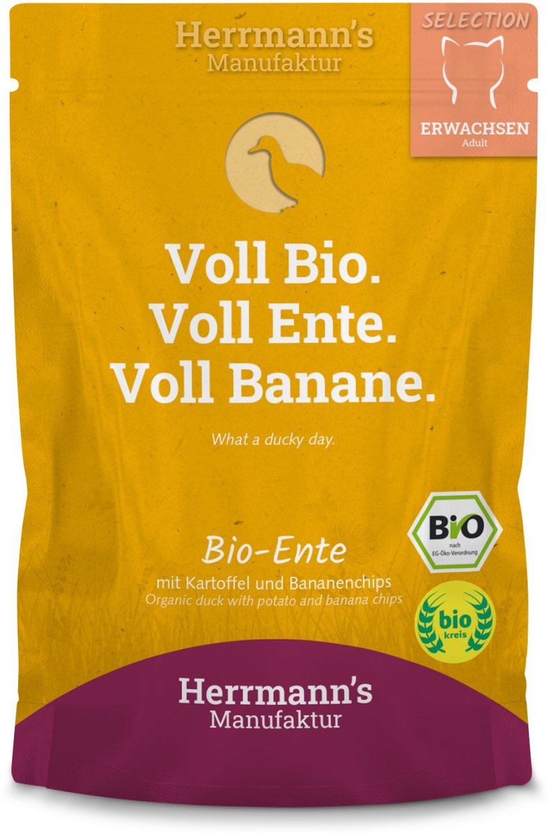 Herrmann's Bio Selection kat Eend met aardappel 100 gr. - per 12 stuks