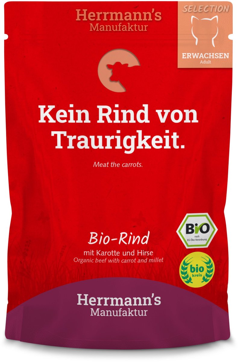 Herrmann's Bio Selection kat Rund met wortel 100 gr. - per 12 stuks
