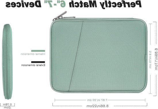 E-reader Sleeve Tas voor 6-7 inch eReaders, Geschikt voor Paperwhite, Kindle en Kobo, Bodhi Groen — afbeelding 5