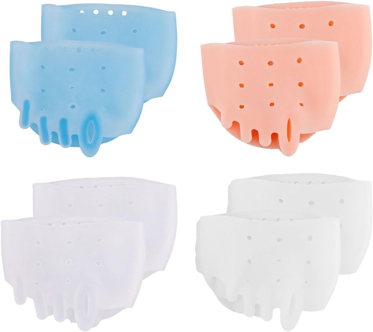 4 Paar Silicone Tussenruimte voor Tenen, Ademend Ontwerp voor Corrigeren van Overlapping Tenen en Ondersteuning van de Voetboog voor Dames en Heren