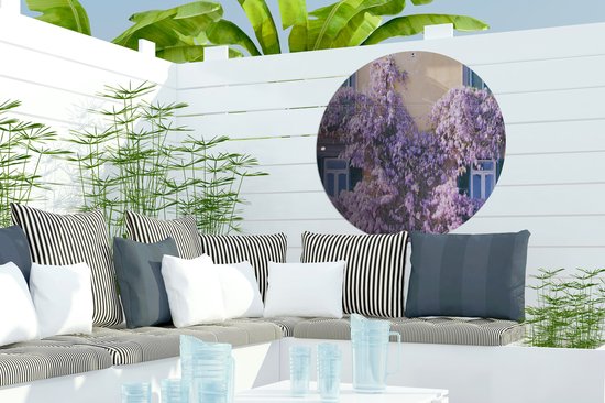 Affiche de jardin ronde Wisteria - Wisteria pleine de fleurs Affiche de jardin - Affiche de jardin ronde 60x60 cm - Toile de jardin / Toile d'extérieur / Peintures pour l'extérieur (décoration de jardin)