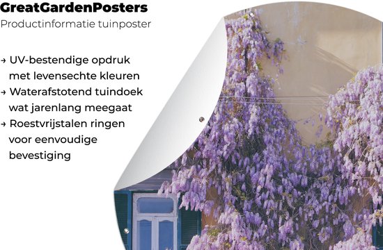 Affiche de jardin ronde Wisteria - Wisteria pleine de fleurs Affiche de jardin - Affiche de jardin ronde 60x60 cm - Toile de jardin / Toile d'extérieur / Peintures pour l'extérieur (décoration de jardin)