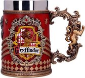 Rode bierpul met Gryffindor-wapen, leeuw en gouden details. Het wapen toont een leeuw en de tekst 'Gryffindor'.