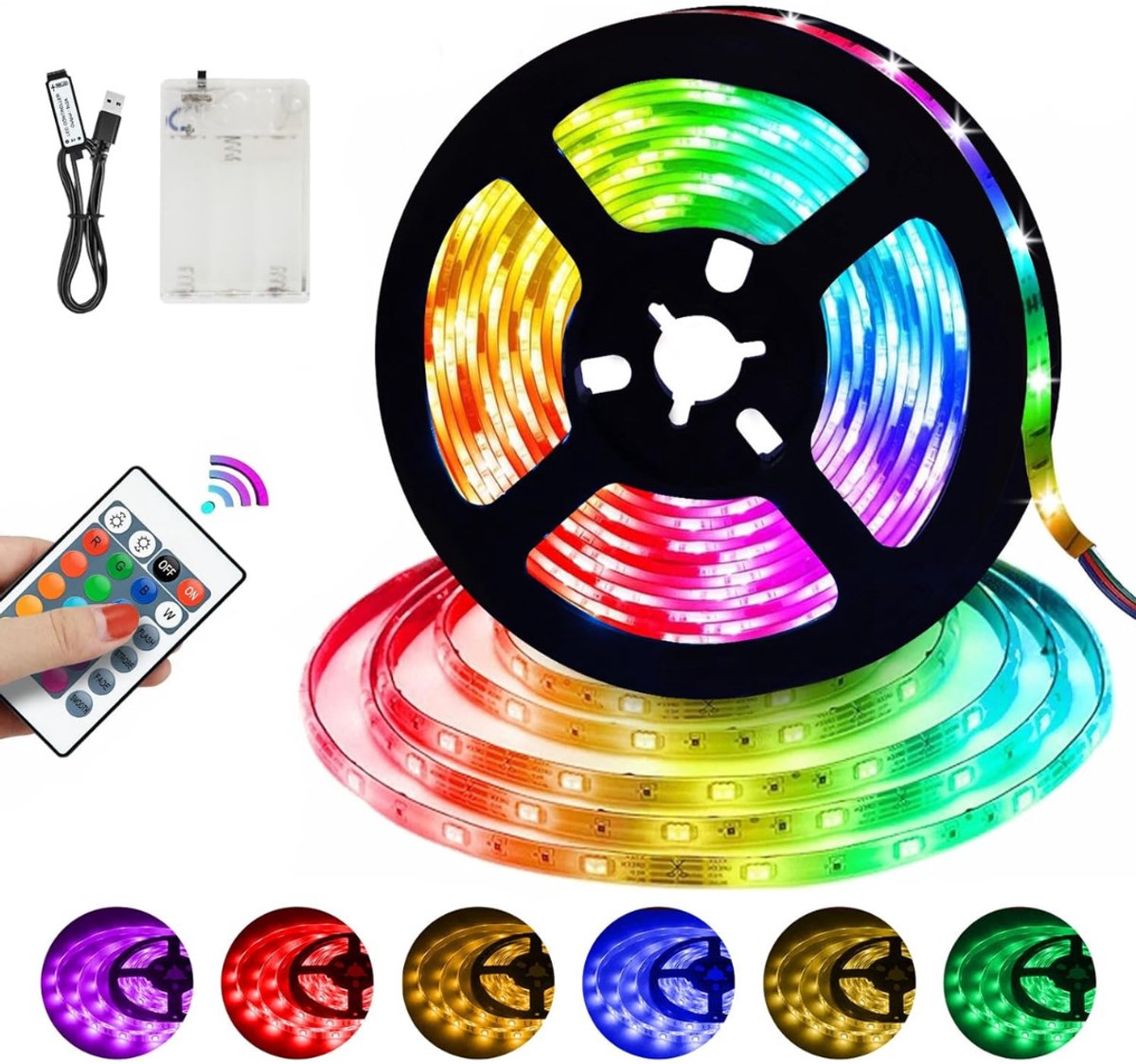 HEZIVO® LED Strip Batterij - Ledstrip Oplaadbaar - Verlichting - Met Afstandsbediening - 2 m
