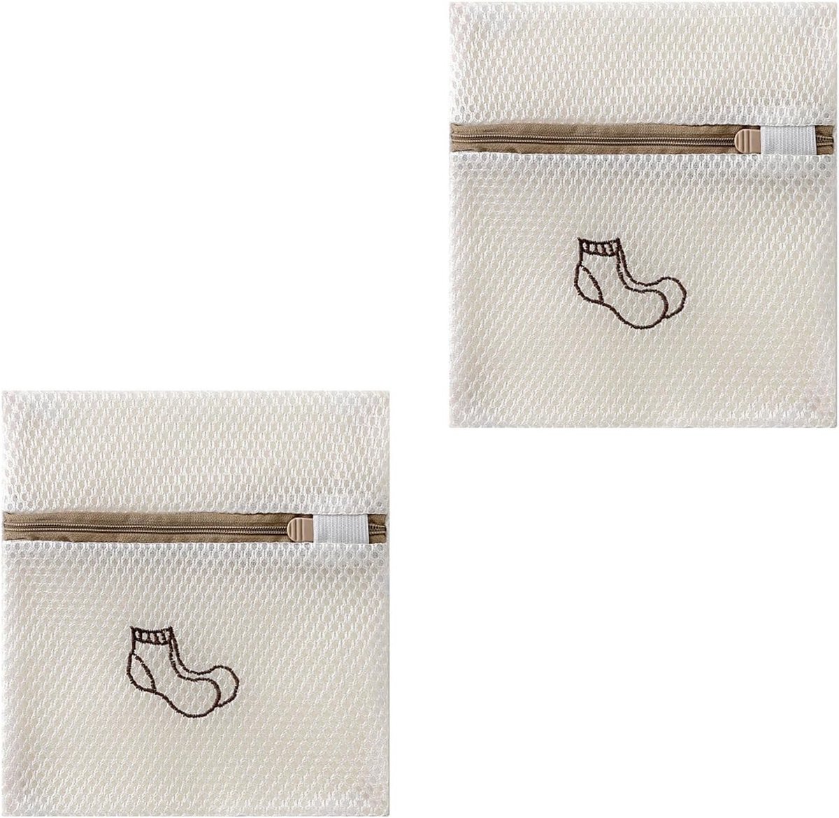 Set van 2 Waszakken voor de Wasmachine met Sluiting voor Gevoelige Kleding, Ondergoed en Sokken - 18 x 20 cm