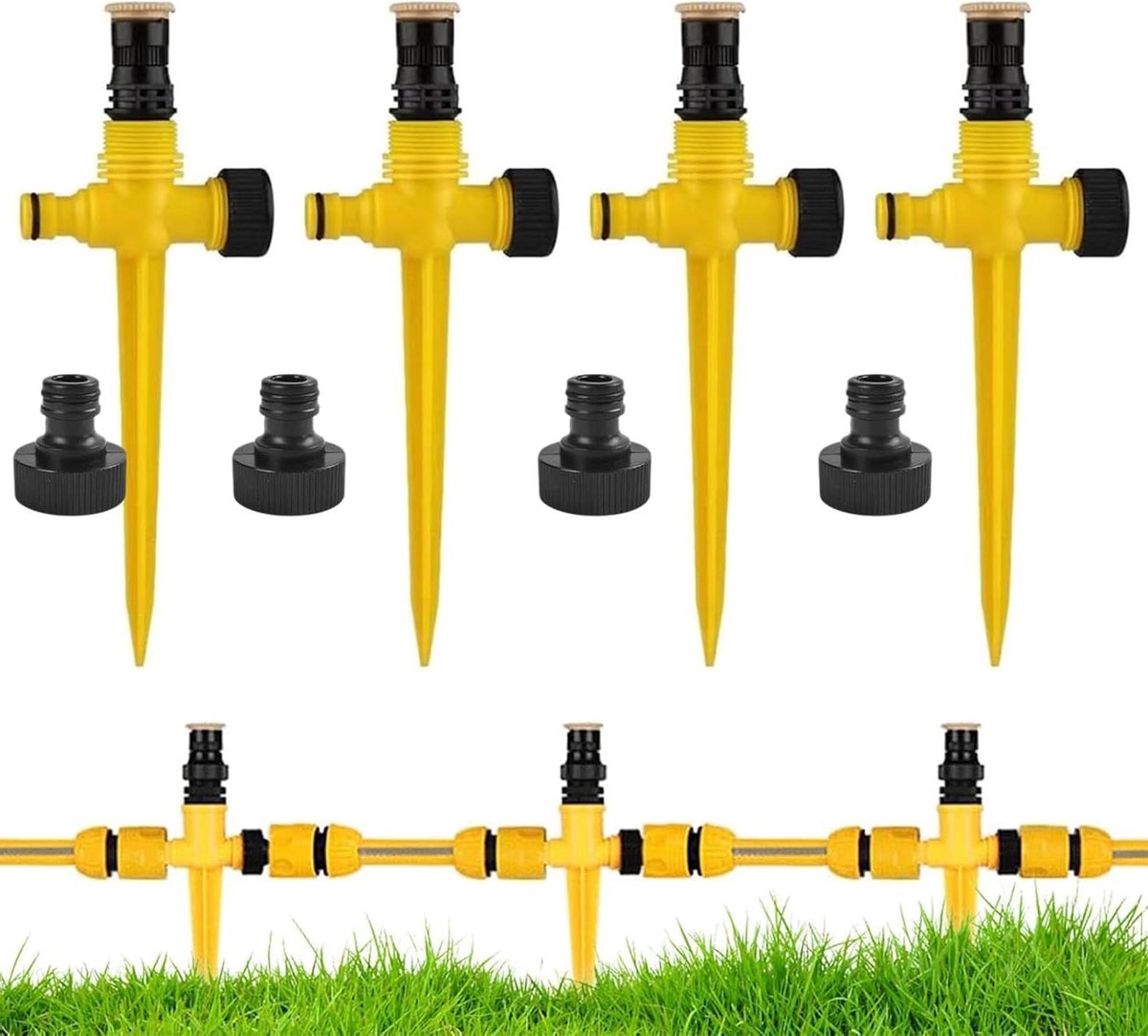 Gazonsproeiers - Tuinsproeier Irrigatiesysteem - Gazon Besproeien - 360 Graden Rotatie - 4 stuks - Grijs