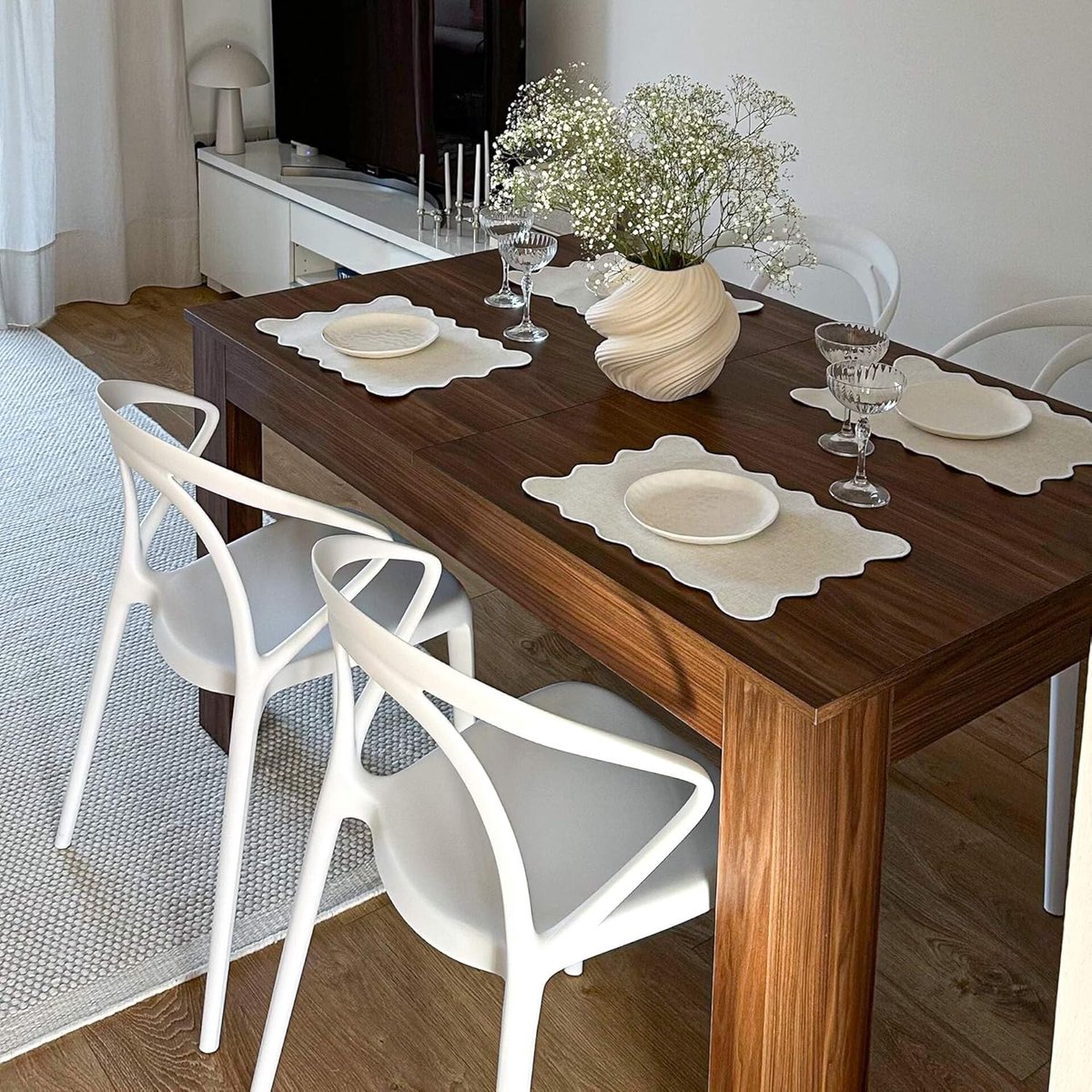 Luxe Uitschuifbare Eettafel Canaletto Noten 140–220 x 90 x 77 cm – Ruimtebesparende Design Tafel voor 6-8 Personen met Opbergbare Verlengbladen