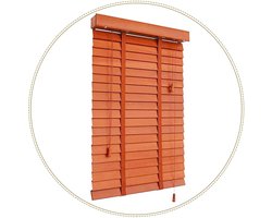 Houten Jaloezieën - Horizontale Luxaflex - Raamdecoratie - 50 mm brede lamellen - 120x220cm - Natuurlijk hout