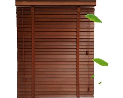Houten Jaloezieën - Raambekleding Houten Blinds - Zonwering en Privacy - Massief Lindenhout Lamellen - 140x200cm - Bruin