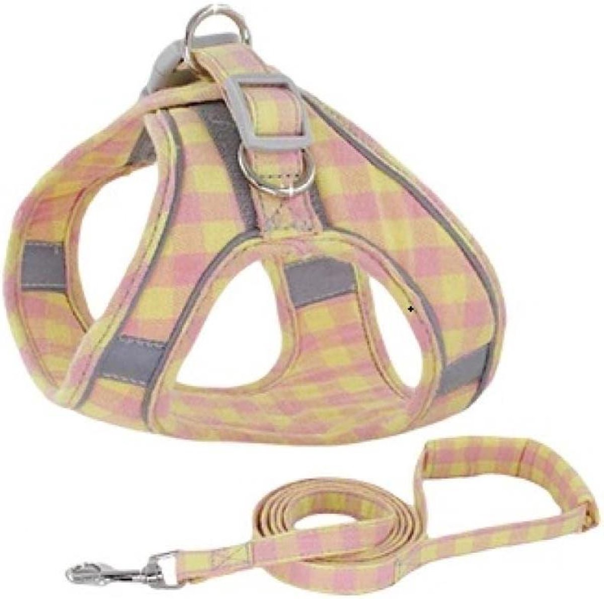 Hondentuig met riem - Harnas kattenhalsband - Huisdier wandelen trainen - Reflecterende stroken - 150 cm lijn - Geel