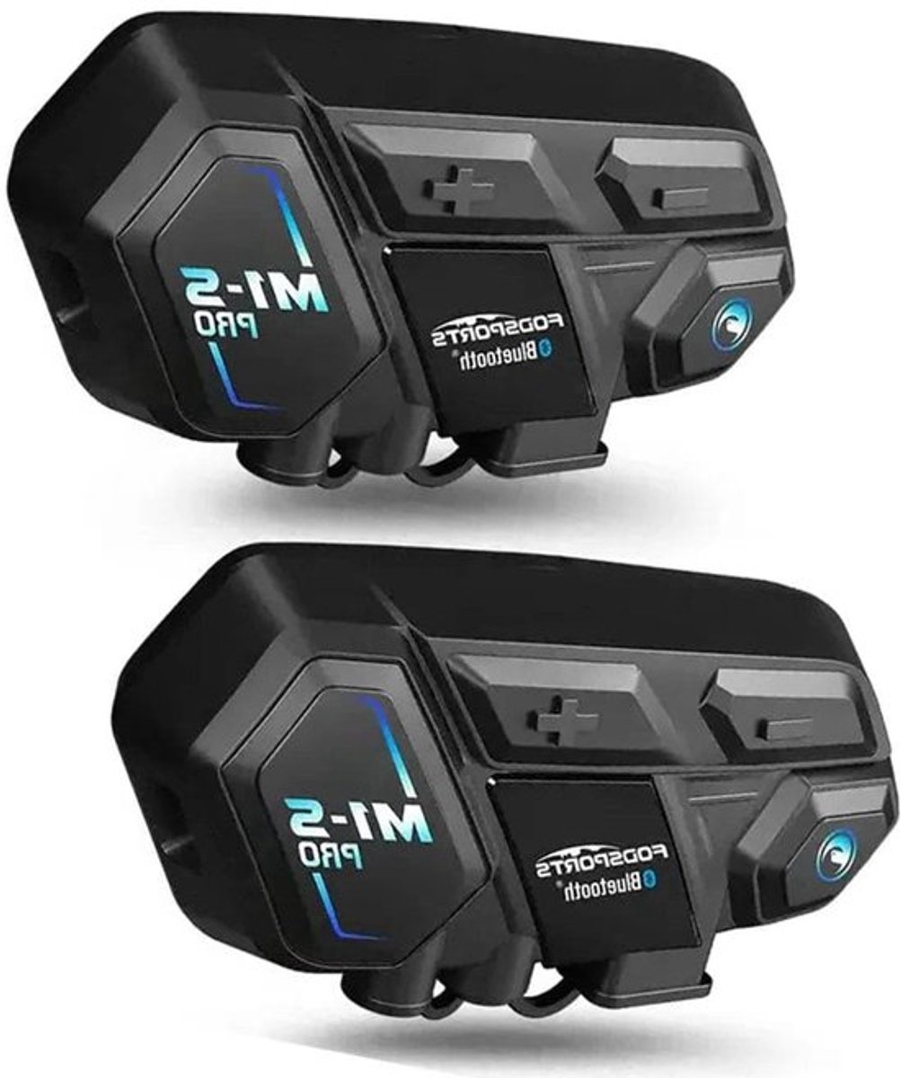 Fodsports - M1-S Pro - Motorfiets Intercom - Motorhelm - Bluetooth 5.0- Headsets - Communicator - Handsfree - Interphone - 2000M Koppelbaar tot 8 Rijders - 2 stuks