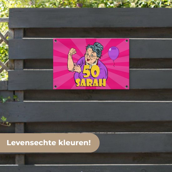 Décoration de jardin Anniversaire - Cadeau d'anniversaire - Femme - Décoration 50 ans - 60x40 cm - Affiche jardin