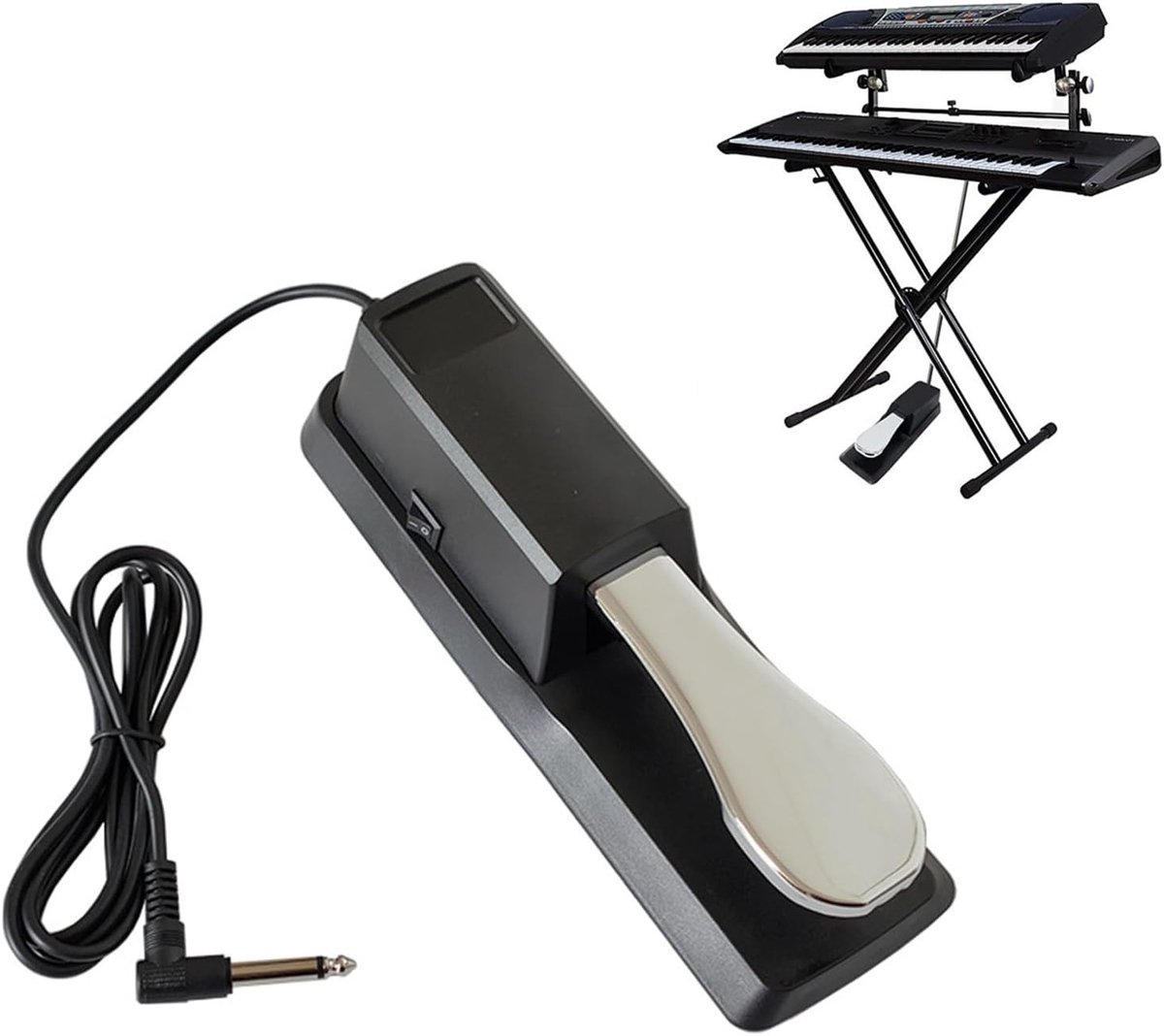 Duurzaam Keyboardpedaal voor Piano en Digitale Piano's met Antislip Onderkant en 6.5 mm Plug, Geschikt voor Synthesizers en Elektronische Keyboards