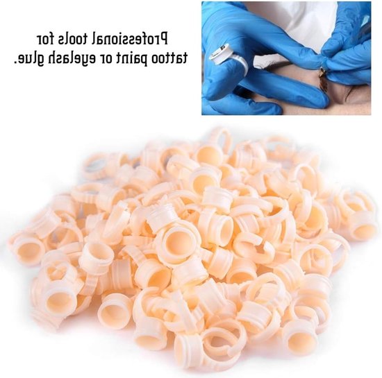 Set van 100 Wegwerp Silicone Ring Cups voor Semi-Permanente Tattoo Inkt en Microblading, Perfect voor Professionals en Beginners, Pigment Inkt Houder en Accessoire — afbeelding 2