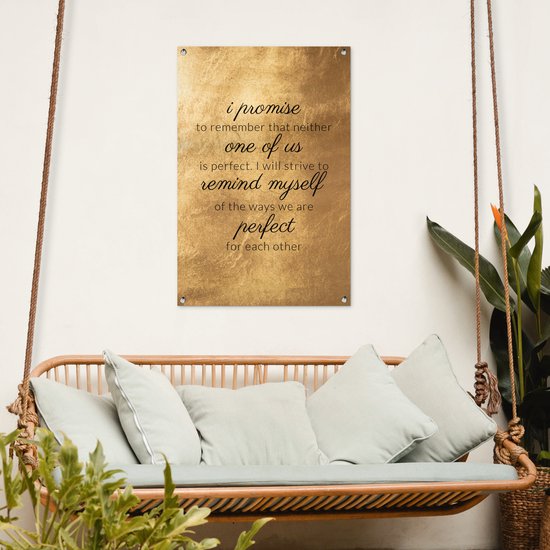Posters de jardin extérieur Citations - Proverbes - 'Je promets de me rappeler qu'aucun de nous n'est parfait' - 60x90 cm - Toile de jardin - Affiche extérieure