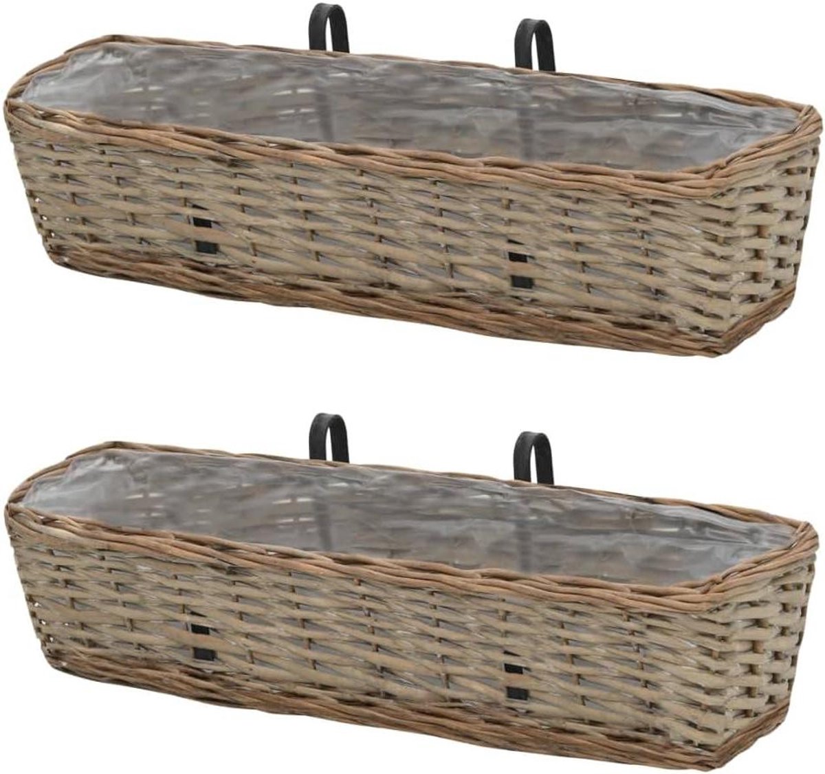 Plantenbak Set - Balkonbakken Riet - Planten Kweken - Handgemaakt Uniek - 60 cm - Bruin
