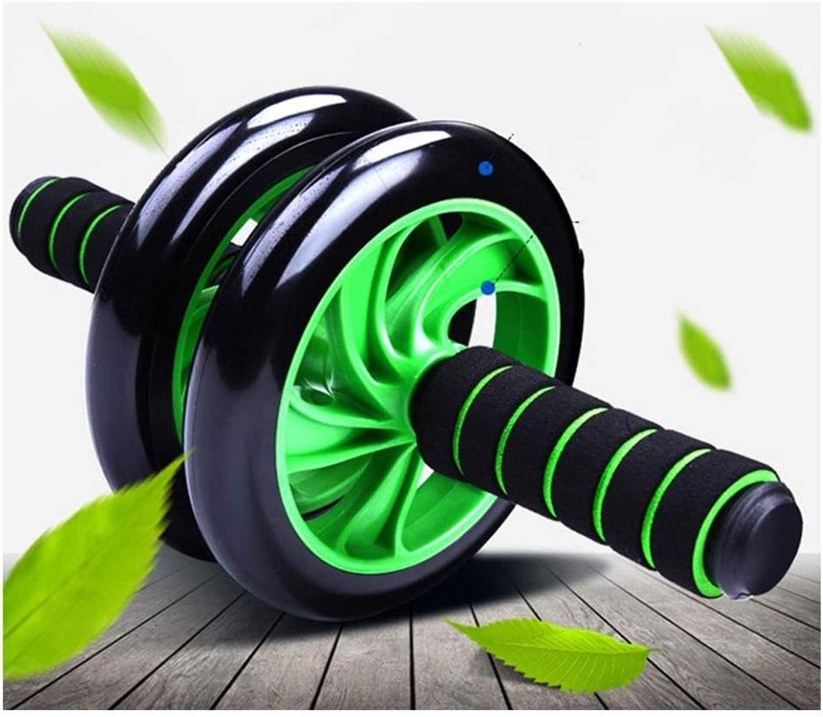 Buikspierwiel - Abdominale Trainer - Thuis Sporten - Dubbele Wielen - Mute Roller - Groen