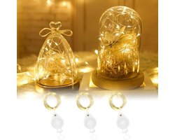 Auting Mini-led-lichtsnoer met batterij, 2 m micro led-lichtketting voor binnen, 3 x 20 warmwit, lichtketting op batterijen, voor feest, tuin, bruiloft, Kerstmis, verlichting