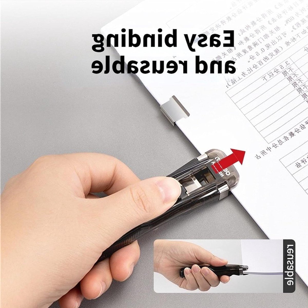 Mini nietmachine set - Duwnietmachine herbruikbaar - Papier binden - Innovatief bindontwerp - 40 vellen capaciteit - Blauw