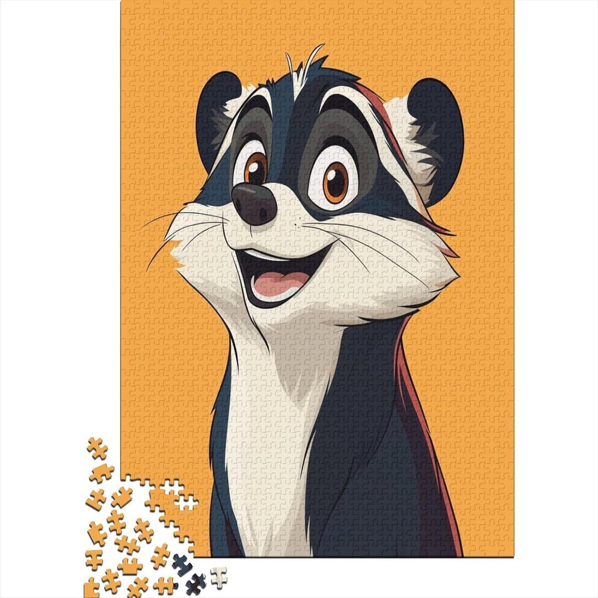 Een kleine schattige wasbeerpuzzel met 1000 stukjes, puzzel met 1000 stukjes voor volwassenen, puzzel met 1000 stukjes, puzzel voor volwassenen en kinderen, klassieke puzzels, 1000 stukjes, 75 x 50 cm