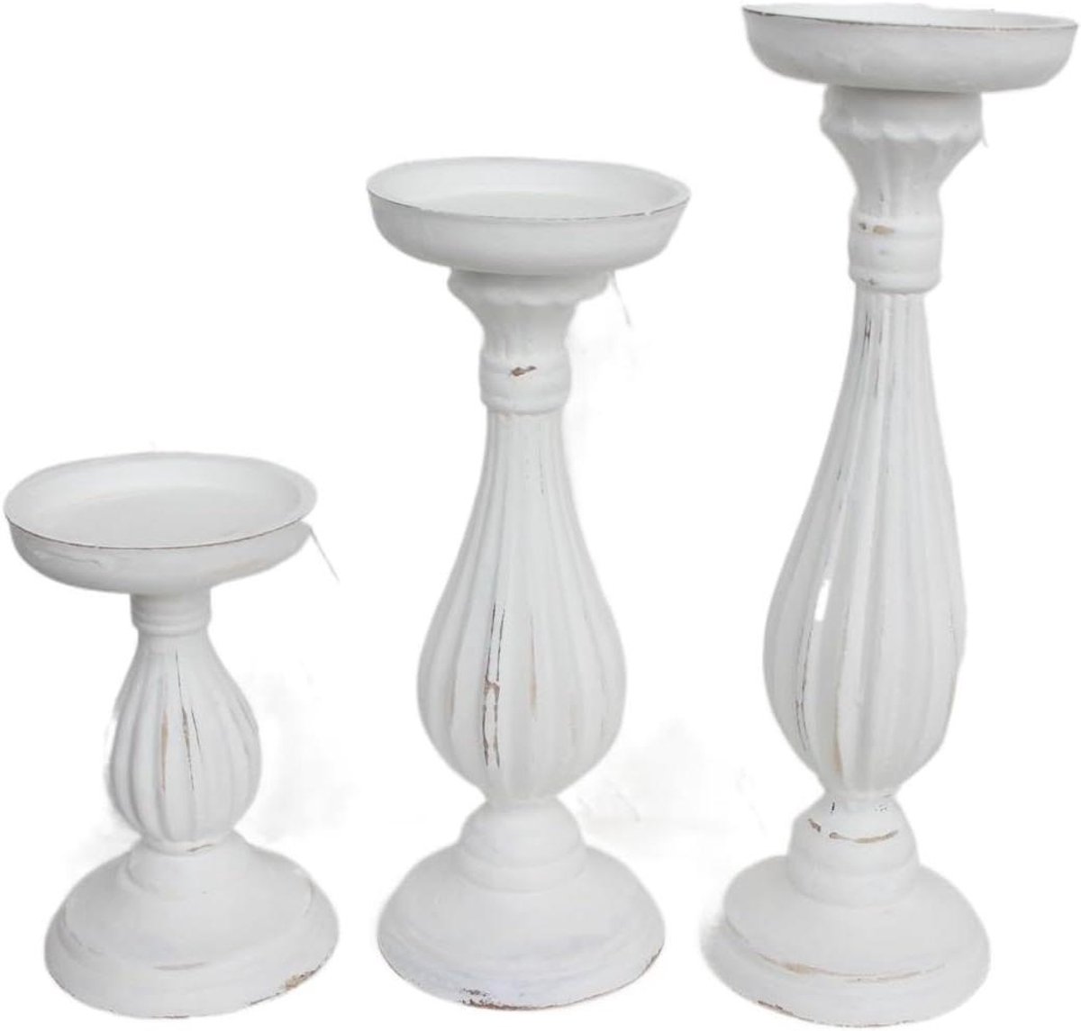 Houten Kandelaars - Bloem Pijler - Decoratieve Sfeer - Handgemaakt Vakmanschap - Set van 1 - Naturel
