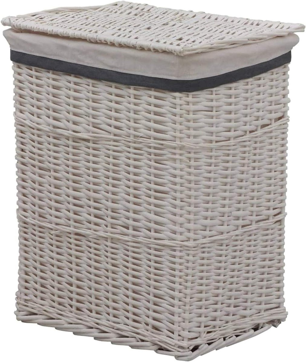 Tidyard Stapelbare Wasmand Witte Wilg Witte Rieten Wasdoek Mand