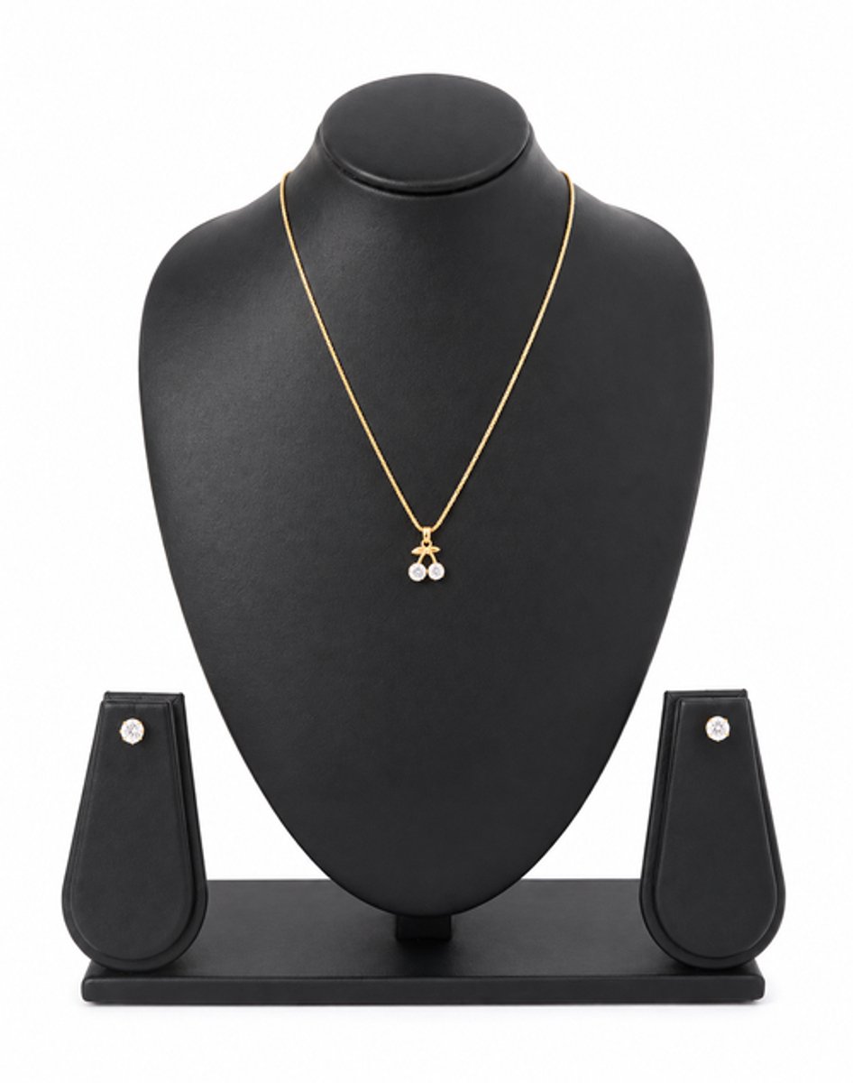 N3 Collecties Sieradenset met Gouden Kleurige Ketting en Met Zirconia Stenen Hanger