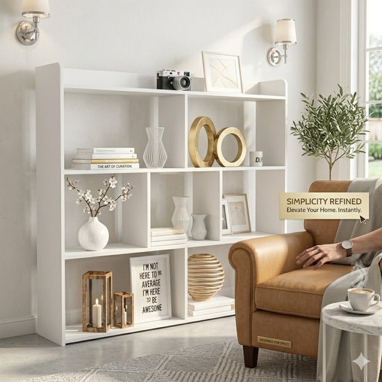 Open boekenkast 4-laags, roomdivider