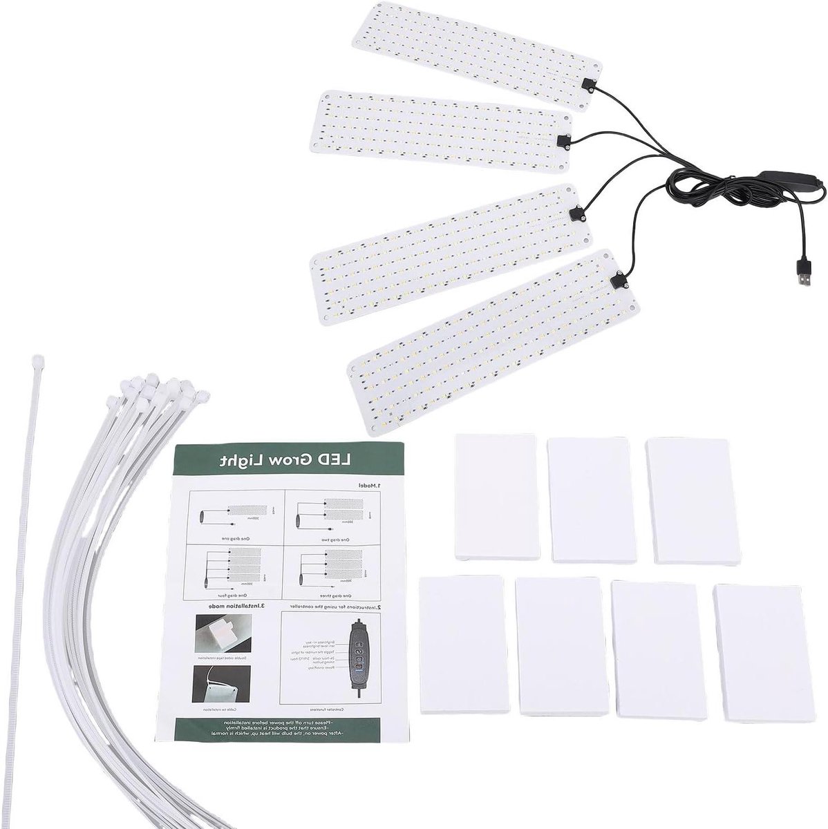 LED Kweeklamp - Plantenlamp - Planten Groei - Volledig Spectrum - 4 Hoofden - Zwart