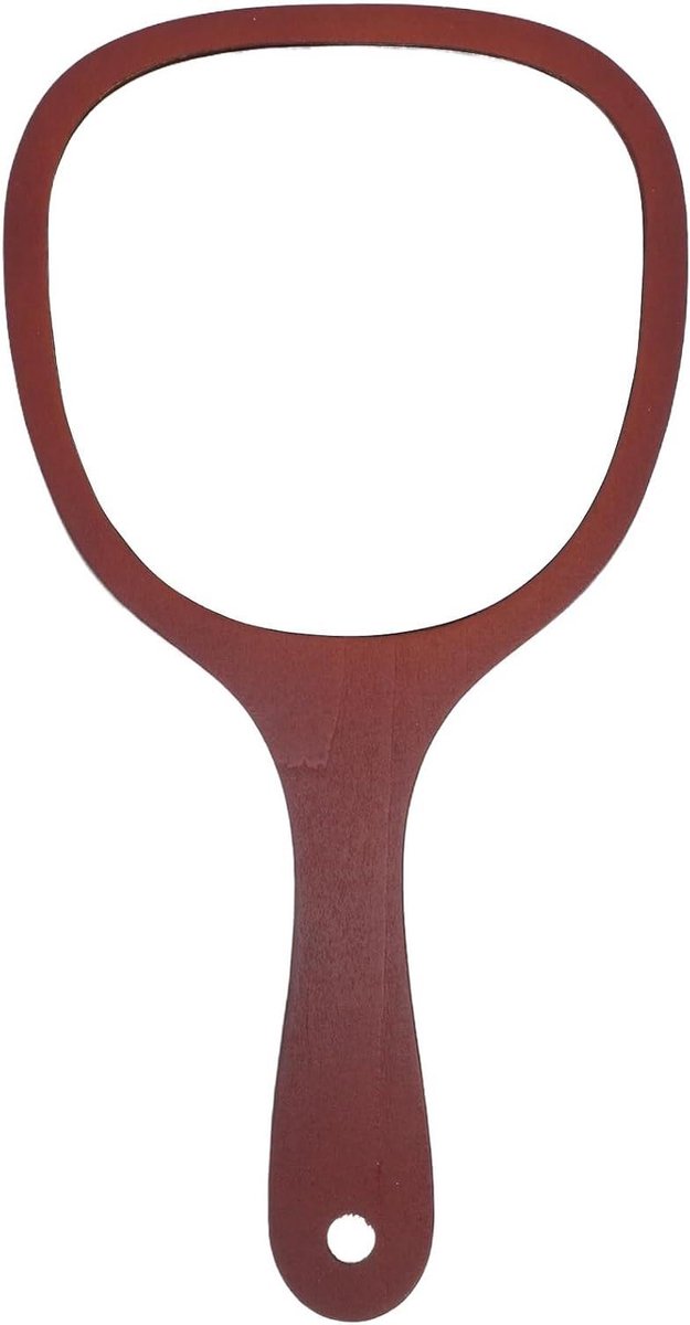 Handspiegel Hout - Kapspiegel Met Handvat - Make-up Styling - Ergonomische Greep - 28.5 cm Lengte - Bruin