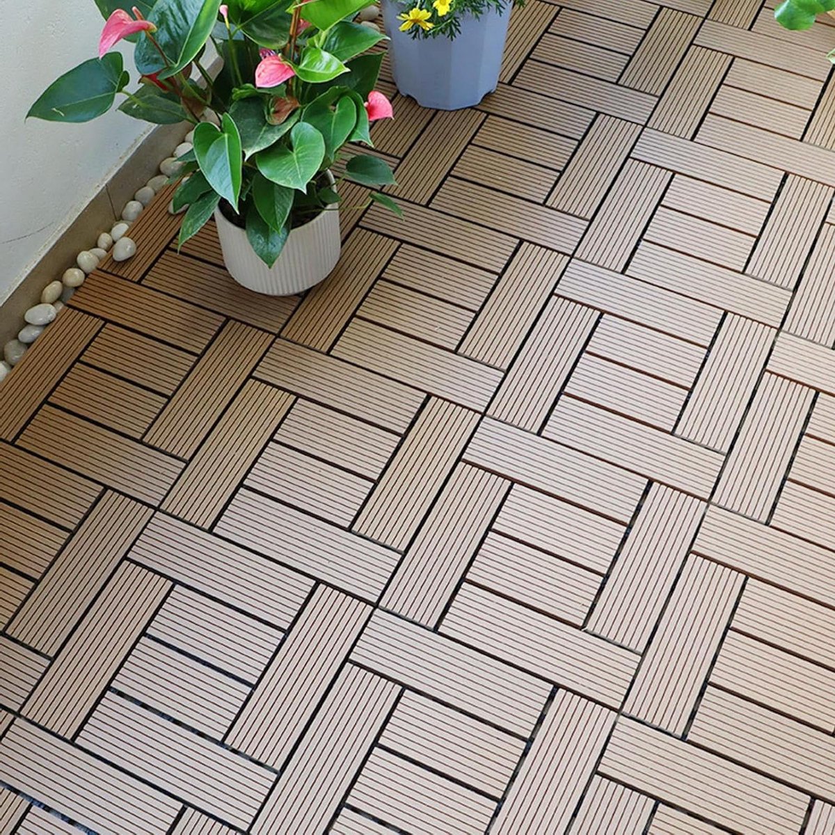 Terrastegels - Composiet vloer - Buitenruimte creëren - Slim kliksysteem - 30x30 cm - Bruin