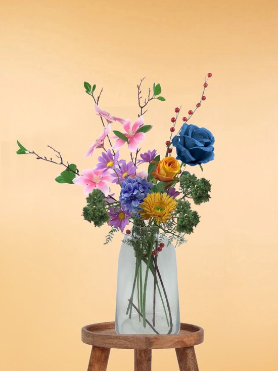 The Bloomistic® – Zijden Boeket – 60-75 cm hoog – Kunstbloemen – 7 stelen – decoratie – nepbloemen – moederdag cadeautje – decoratie woonkamer