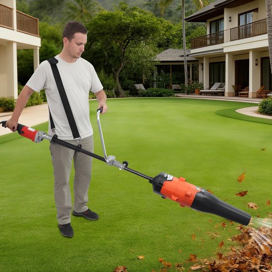Elektrische Veegmachine - Motorbezem Sneeuwveger - Buitenruimte Reinigen - 2-in-1 Functie - 180 cm Lengte - Zwart Rood Oranje — afbeelding 4