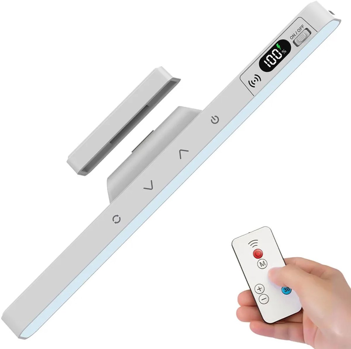 LED-bureaulamp, dimbaar met afstandsbediening, 5 kleurtemperaturen, leeslamp, magnetisch ontwerp, werkt op batterijen/USB, oogvriendelijke bureaulamp.
