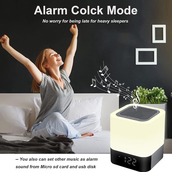 Oneay Bluetooth-nachtlampje - Een draadloze Bluetooth-speaker met ledverlichting en zeven kleurmodi, voorzien van een ingebouwd klokdisplay. Een ideaal cadeau voor vrienden en collega's. van oneay — afbeelding 2