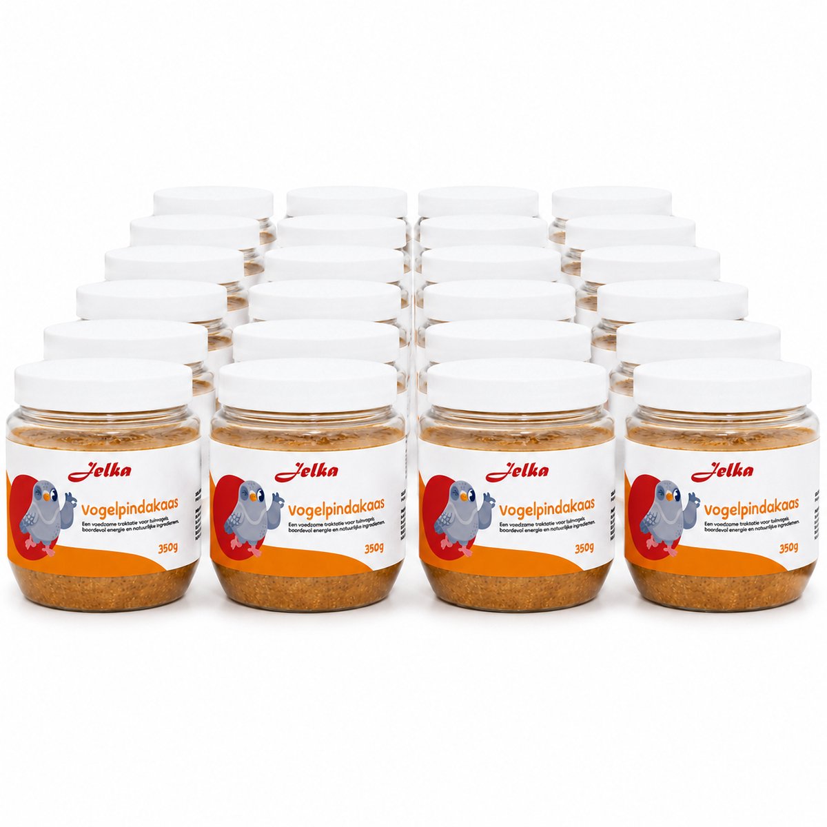 Jelka - Vogelpindakaas - 24x 350g - Energierijk Buitenvoer voor Tuinvogels - Natuurlijke Ingrediënten