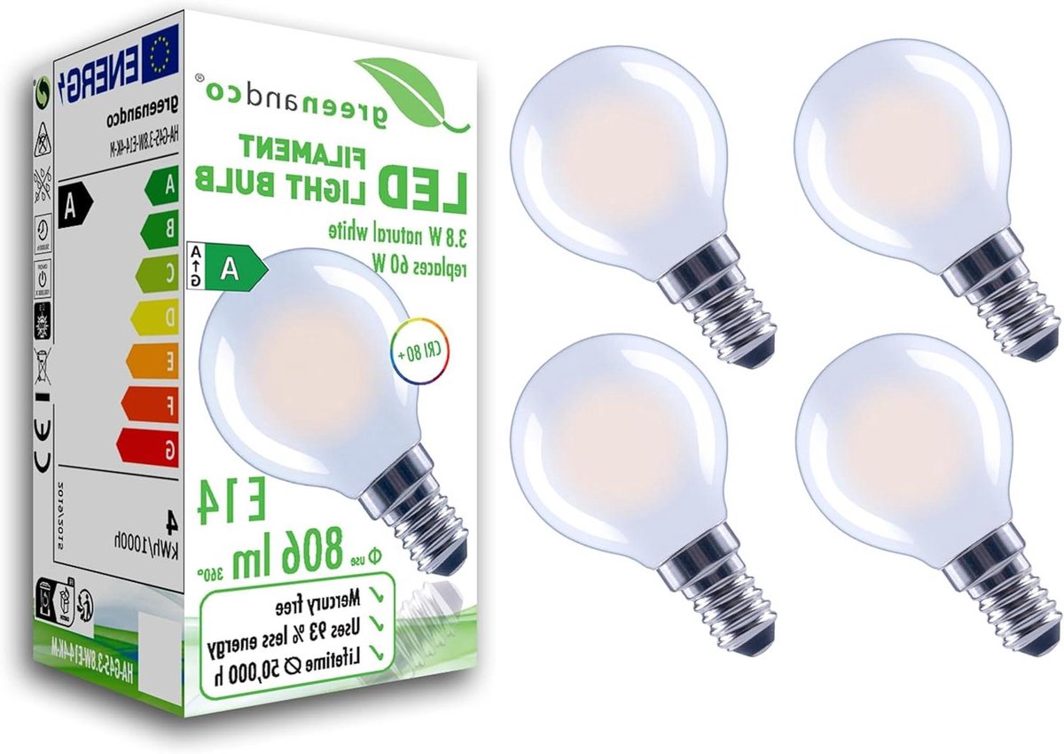 Led Filamentlampen - Gloeilampen E14 - Werkruimtes Verlichten - Flikkervrij Licht - 38 Watt - Mat Wit