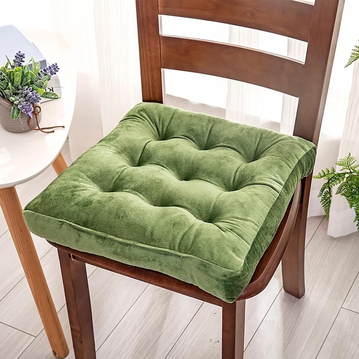 Keukenstoelkussens set - Zitkussens eetkamer - Comfortabel zitten - 8 cm extra dik - 18 x 18 inch - Groen