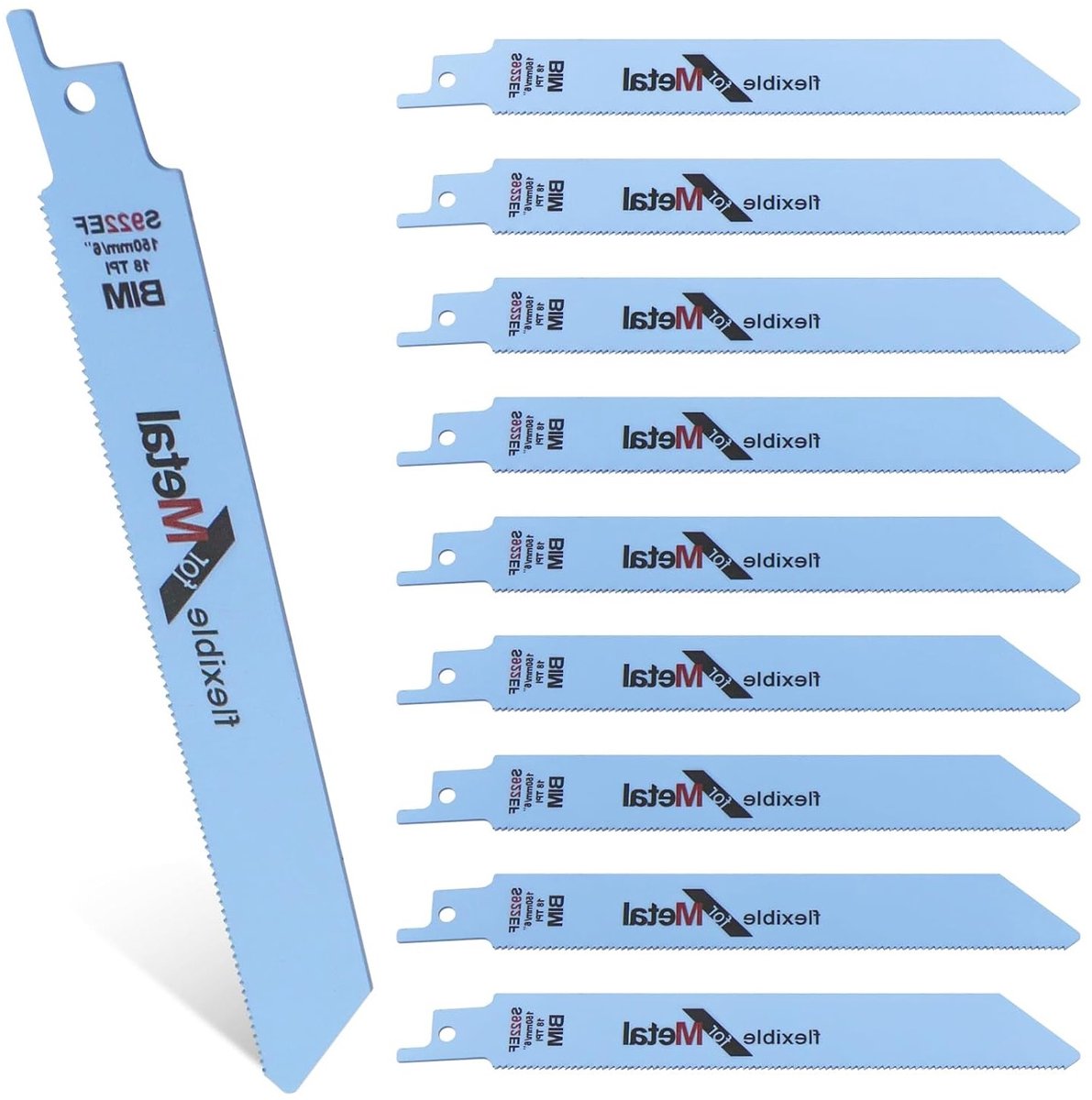 Pack of 10 Reciprocating Saw Blades - Flexibele Zaagbladen voor Hout - Plastic - Metaal - 150mm Saw Blades Set
