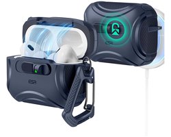 ESR Hoesje Geschikt Voor AirPods Pro 3 (2025) - Cyber FlickLock Case - Compatibel met MagSafe - Karabijnhaak - Blauw