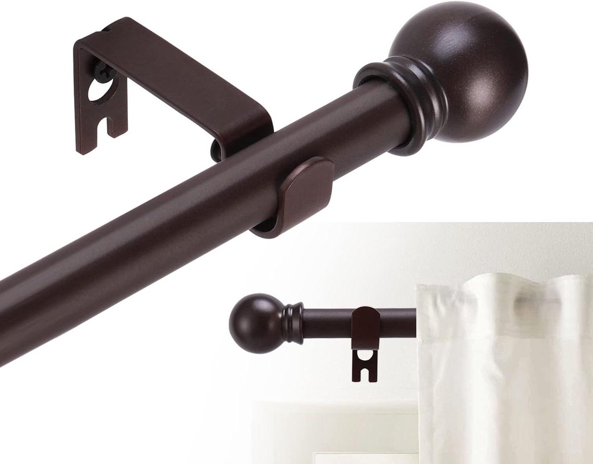 Gordijnroede Set - Raamroede Ophangsysteem - Woonkamer Inrichten - Verstelbare Lengte - 81-157 cm - Bruin